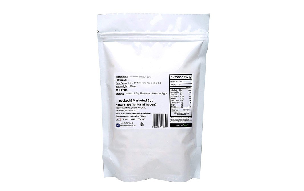 Nurture Tree Kaju, Cashew Nuts    Pack  500 grams
